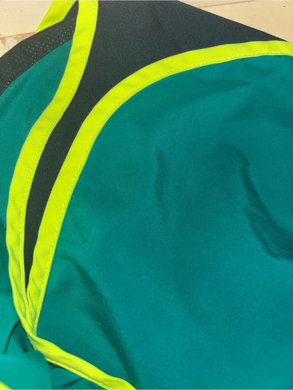 Nike Teal Athletic Shorts with Neon Yellow Trim